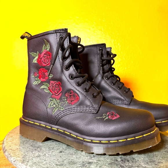 Dr. Martens Shoes - Rose Embroidered Docs